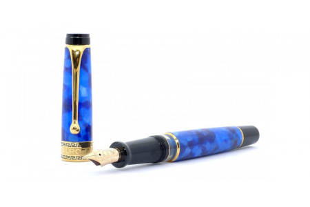 Aurora Optima blu finiture oro stilografica Aurora Optima blue gold trim fountain pen