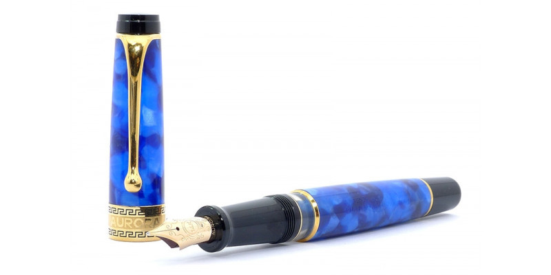 Aurora Optima blue gold trim fountain pen