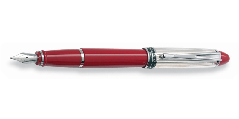Aurora Ipsilon sterling silver cap red fountain pen