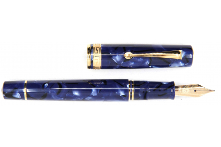Armando Simoni Club Bologna Medio Blue La Royale Celluloid gold trim fountain pen 