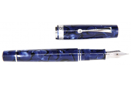 Armando Simoni Club Bologna Medio Blue La Royale Celluloid rhodium trim fountain pen 