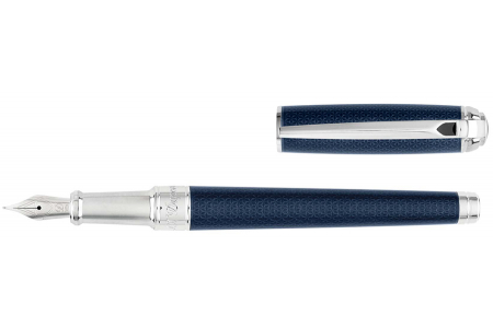 Dupont New Line D Medium blue lacquer guilloche fountain pen 410104M