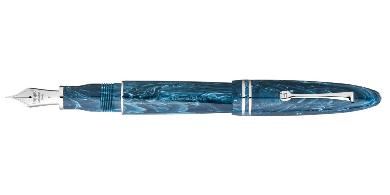 Leonardo Officina Italiana Furore grande blue Positano rhodium trim steel nib fountain pen