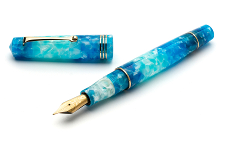 Leonardo Officina Italiana Momento Zero Blue Aloha gold trim fountain pen 