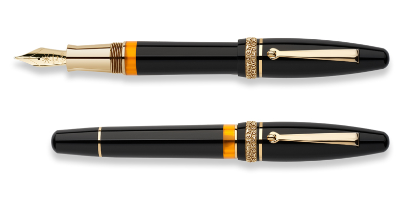 Maiora Golden Age KP Black gold trim fountain pen