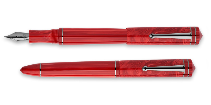 Delta Write Balance Red ruthenium trim fountain pen