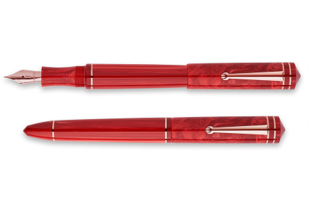 Delta Write Balance Red rose gold trim fountain pen