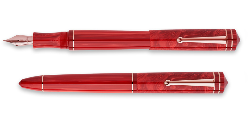 Delta Write Balance Red rose gold trim fountain pen