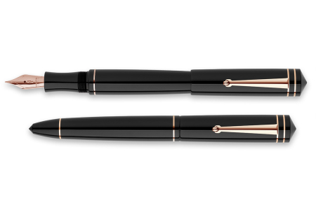 Delta Write Balance Black rose gold trim fountain pen