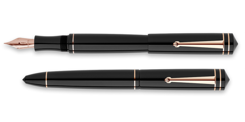 Delta Write Balance Black rose gold trim fountain pen