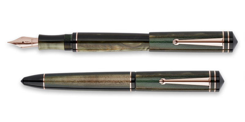Delta Write Balance Green rose gold trim fountain pen