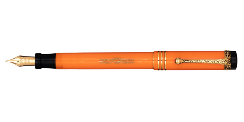 Aurora Internazionale orange solid gold trim fountain pen