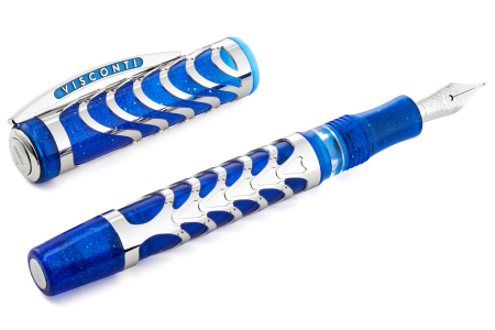 Visconti Skeleton blue palladium trim fountain pen