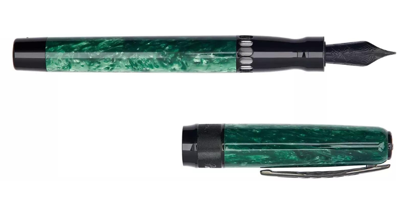 Pineider La Grande Bellezza Rock Green black trim fountain pen