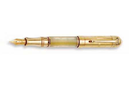 Aurora Pope cappuccio placcato oro stilografica Aurora Pope gold plated cap fountain pen