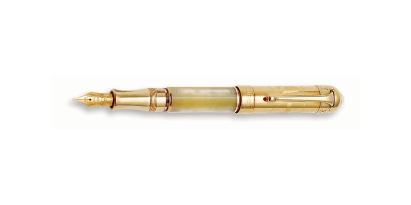 Aurora Pope gold plated cap fountain pen