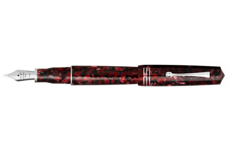 Leonardo Officina Italiana Momento Zero Grande Red Moon rhodium trim fountain pen Leonardo Officina Italiana Momento Zero Grande Luna Rossa finiture rodio pennino acciaio stilografica