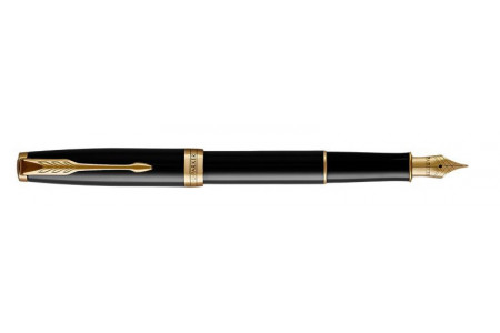 Parker Sonnet lacque black gold trim steel nib fountain pen Parker Sonnet lacque black finiture oro pennino acciaio stilografica